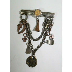 Vintage Robert Rose Signed Chandelier Style Dangle Charms Brooch